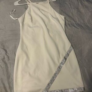 Elegant Cream Dress with Silver Accents